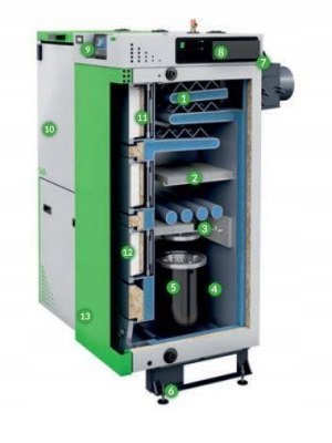 Kocioł efekt 17kW prawy czopuch do góry zasobnik skośny tech Sas Kocioł efekt 17kW prawy czopuch do góry zasobnik skośny tech Sas