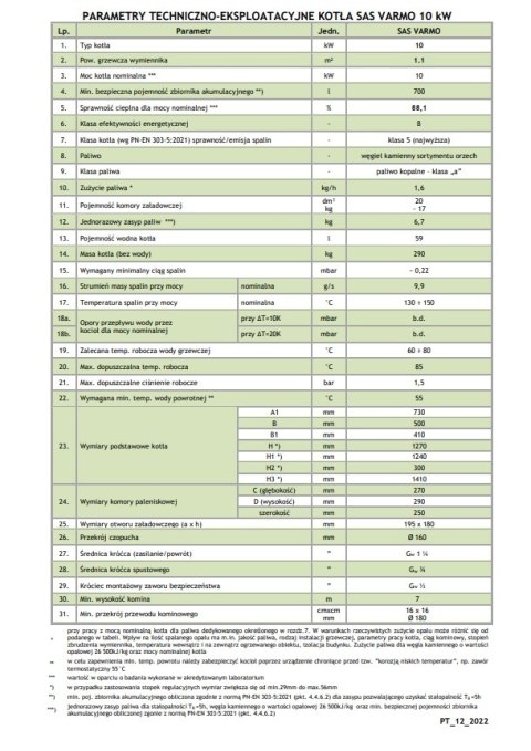 Kocioł varmo 10kw czopuch do góry Sas KOT-VRM-010-CG Kocioł varmo 10kw czopuch do góry Sas KOT-VRM-010-CG