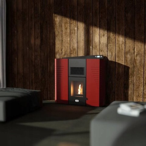 Piec na pellet Italia 14kw czerwony wydajność 92% 5 prędkości i mocy Piec na pellet Italia 14kw czerwony wydajność 92% 5 prędkości i mocy