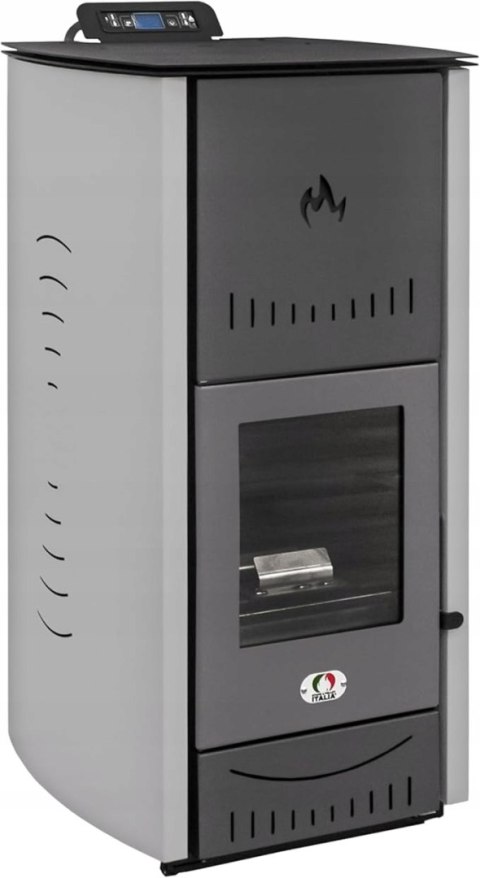 Piec na pellet Stufe Italia 20kw szary z płaszczem wodnym Wydajność 90% Piec na pellet Stufe Italia 20kw szary z płaszczem wodnym Wydajność 90%
