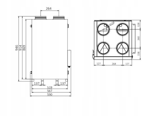 Rekuperator SPIROFLEX VENT CLEAR VD3 HE COMFORT pionowy SX-RVD3HEC Rekuperator SPIROFLEX VENT CLEAR VD3 HE COMFORT pionowy SX-RVD3HEC