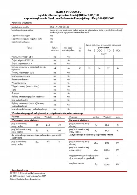 Kocioł na pellet DELTA EKOPELL 25 kW - wersja lewa Defro KCO-D-25-EP-L Kocioł na pellet DELTA EKOPELL 25 kW - wersja lewa Defro KCO-D-25-EP-L