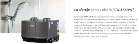 Ekologiczna powietrzna pompa ciepła do c.w.u. Hewalex PCWU 3kW Ekologiczna powietrzna pompa ciepła do c.w.u. Hewalex PCWU 3kW