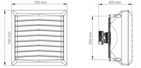 Nagrzewnica wodna VTS 75 kW Z Konsolą Montażową Nagrzewnica wodna VTS 75 kW Z Konsolą Montażową