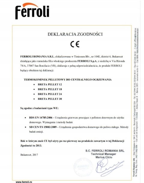 PIEC KOCIOŁ FERROLI BRETA NA PELLET 12kW Z PŁASZCZEM WODNYM PIEC KOCIOŁ FERROLI BRETA NA PELLET 12kW Z PŁASZCZEM WODNYM