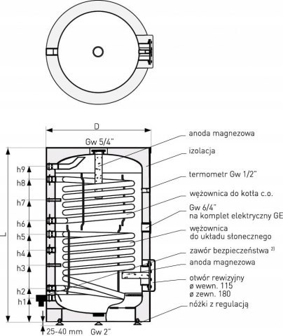 Bojler zbiorniki akumulacyjne Galmet 300 l, 26-309000N Bojler zbiorniki akumulacyjne Galmet 300 l, 26-309000N