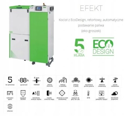 Piec Kocioł klasy 5 Sas Efekt 17Kw prawy na ekogroszek Piec Kocioł klasy 5 Sas Efekt 17Kw prawy na ekogroszek