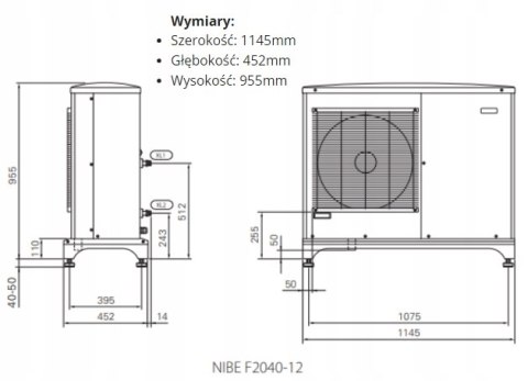 Energooszczędna powietrzna pompa ciepła Nibe F2040 12 kW Energooszczędna powietrzna pompa ciepła Nibe F2040 12 kW