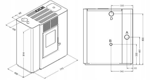 Piec piecyk kominek na pellet Eva Calor Nella 9 kW SLIM DGP czarny Piec piecyk kominek na pellet Eva Calor Nella 9 kW SLIM DGP czarny