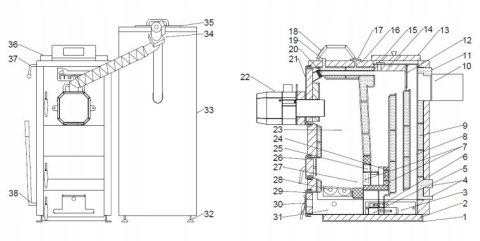 Kocioł dwupaliwowy MPM Wood Pell 18 kW ECOTOUCH - drewno i pellet Kocioł dwupaliwowy MPM Wood Pell 18 kW ECOTOUCH - drewno i pellet