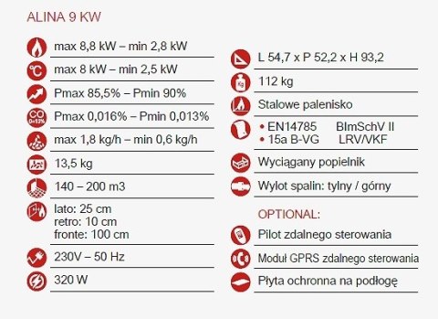 PIEC NA PELLET EVA CALOR Alina 9 kW | z nadmuchem PIEC NA PELLET EVA CALOR Alina 9 kW | z nadmuchem