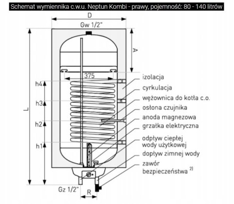 GALMET WYMIENNIK Z WĘŻOWNICĄ 120L SGW(S), LEWY, 06-124771 GALMET WYMIENNIK Z WĘŻOWNICĄ 120L SGW(S), LEWY, 06-124771