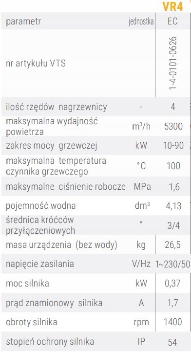 Nagrzewnica wodna VOLCANO VR-4 EC 10-100kW Nagrzewnica wodna VOLCANO VR-4 EC 10-100kW