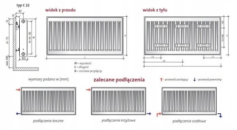 Grzejnik stalowo-panelowy Purmo 1909 W biały 1200 x 550 x 102 mm Grzejnik stalowo-panelowy Purmo 1909 W biały 1200 x 550 x 102 mm