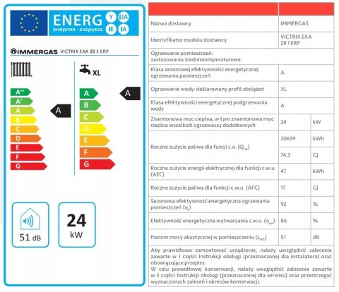 Kocioł kondensacyjny Immergas Victrix EXA 28 1 ERP Kocioł kondensacyjny Immergas Victrix EXA 28 1 ERP