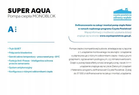 Pompa Ciepła Haier AU162FYCRA(HW) 16 kW Monoblok Pompa Ciepła Haier AU162FYCRA(HW) 16 kW Monoblok